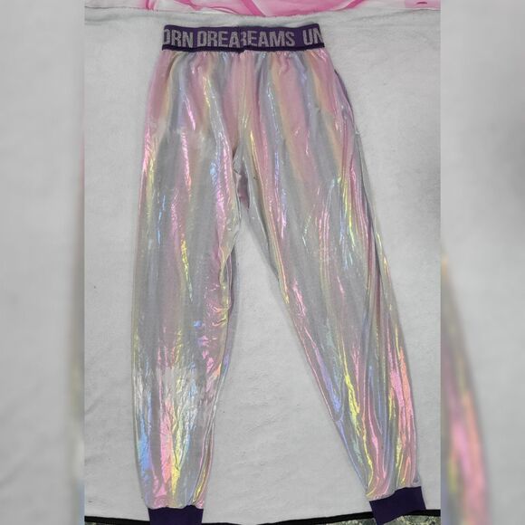 Top Drawer Womens Lounge Pants Purple Iridescent Elastic Waist Unicorn Dreams XS - Picture 2 of 12